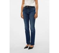 VERO MODA Female Straight-Fit VMFLASH Mid Rise Straight Cut Jeans, Dark Denim Blue, M / 34L