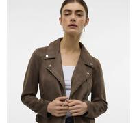 Vero Moda Jose Faux Suede Biker Jacket CHOCOLATE EXTRA SMALL