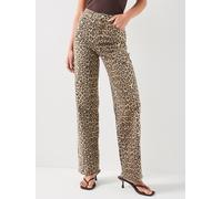 Vero Moda Leopard Print Jeans, Silver Mink, Size 26, Women Ilver Mink