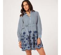 Vero Moda Mary Embroidered Hem Dress DARK BLUE EXTRA SMALL