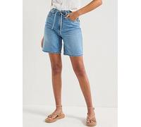 Vero Moda Mid Rise Bermuda Denim Shorts - Blue, Blue, Size S, Women Blue