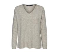VERO MODA Women's Vmcrewlefile Ls V-Neck Blouse Noos Sweater, Beige, L