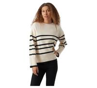 VERO MODA Womens Vmsaba O-Neck Stripe Ga Noos Pullover Sweater, Birch 2., XXL UK Black