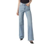 VERO MODA Straight Fit Jeans in Stone Washed Denim High Rise Flare Pants VMTESSA, Colours:Light-Blue, Size:27W / 32L, Leg Length:L32