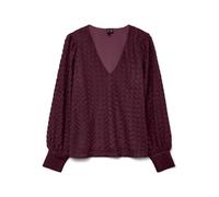 VERO MODA Vmbecca Ls V-Neck Lace Top JRS Noos, Winetasting, M