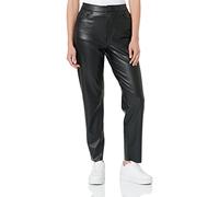 VERO MODA VMBRENDA HR Straight PL ANK Women's Trousers in Leather Look Noos, Black, 27W x 30L