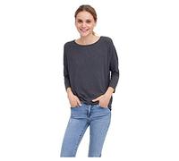 VERO MODA VMCARLA Women's Plain 3/4 Sleeve Shirt Basic Crew Neck Top Long Sleeve Top, Black, M