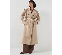 Vero Moda Vmchloe Long Trenchcoat, Silver Mink, Size L, Women Ilver Mink