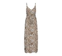 VERO MODA Vmeasy Joy Slit Maxi V-Neck Dress WVN GA, Tan/AOP: Leo, L
