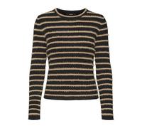 VERO MODA Women's Vmflo LS O-Neck Jumper Knitted, Black/Detail: w. Silver Mink, L