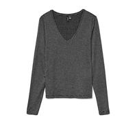 VERO MODA Vmlava Glitter LS V-Neck Top Stripe Ga, Black, XL