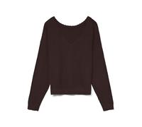 VERO MODA Vmmarina Ls 2-Way V-Neck Pullover Noos, Chocolate Cake, M