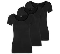 VERO MODA Vmmaxi My SS Noos Women’s Soft Scoop Neck T-Shirt, Black (3 x Black)., Large