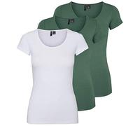 VERO MODA Vmmaxi My SS Noos Women’s Soft Scoop Neck T-Shirt, Green/White (2X Laurel Wreath / 1x Bright White), Large