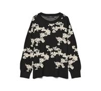 VERO MODA Vmnancy LS O-Neck Long Pullover Boo Rep, Black, M