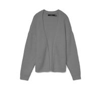 VERO MODA Vmnovah Rib LS V-Neck Open Cardigan Noos, Medium Grey Melange, S