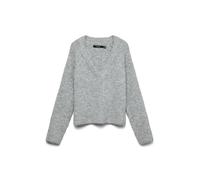 VERO MODA Vmnovah Rib LS V-Neck Pullover Noos, Medium Grey Melange, S