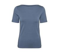 VERO MODA VMPANDA Women's Plain Stretch T-Shirt Basic Top Short Sleeve Top with Boat Neck, China Blue, L