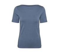 VERO MODA VMPANDA Women's Plain Stretch T-Shirt Basic Top Short Sleeve Top with Boat Neck, China Blue, M