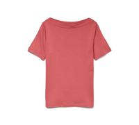 VERO Moda VMPANDA Women's Plain Stretch T-Shirt Basic Top Short Sleeve Top with Boat Neck, Dubarry, XS