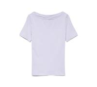 VERO Moda VMPANDA Women's Plain Stretch T-Shirt Basic Top Short Sleeve Top with Boat Neck, Purple Heather, XS