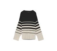 VERO MODA Vmsaba LS O-Neck Stripe Pullover Ga Noos, Black, XS