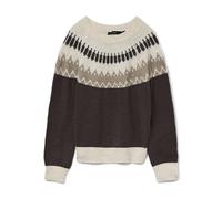 VERO MODA Vmsimone LS Nordic Jumper Ga Rep Boo, Chocolate Cake, S