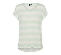 VERO Moda Vmwide Stripe SL Top GA JRS Noos, Birds Egg Green/Stripes:Snow White, M