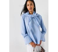 Vero Moda Vmzima Women's Striped Scarf-Neck Blouse, Provence, Size L, Women Provence