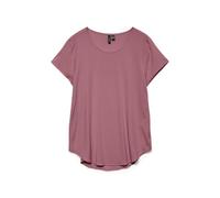 VERO MODA Women's Blouse Short Sleeve Crew Neck Basic Regular Fit, Pink, M