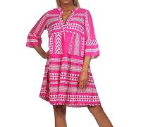 VERO MODA Women's Vmdicthe 3/4 Tunic WVN Top, Pink Yarrow/AOP:Ibiza Snow White, XS