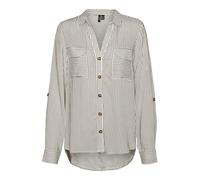 VERO MODA Women's Vmbumpy L/S Shirt New WVN Ga Noos Blouse, Silver Mink/Stripes: Snow White, S