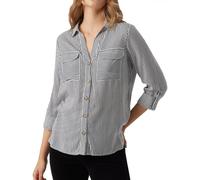 VERO MODA Womens Bumpy L S Shirt White/Ink 10