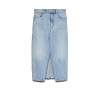 VERO MODA Women's Calf-Length Denim Maxi Skirt with Slit 5 Pocket Skirt