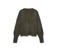 Vero Moda Women's Cardigan | Long Sleeve V-Neck Knitted Basic | Stretch Sweater VMLEA, Forest Night, XS