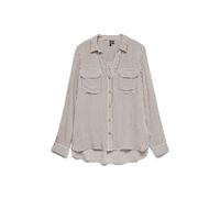 VERO Moda Women's Casual Blouse Shirt with Chest Pockets Regular Stretch 3/4 Sleeve Top, Brown Lentil, XS
