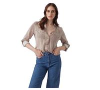 VERO MODA Women's Vmbumpy L/S Shirt New WVN Noos Longsleeve T, Brown Lentil/Stripes: Snow White, L