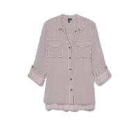 VERO MODA Women's Vmbumpy New Noos L/S Shirt Blouse, Snow White/Stripes: Nostalgia Rose, Large