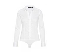 Vero Moda Womens Classic Collar Long Sleeve Shirt Bodysuit - White Cotton - Size Medium