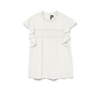 VERO MODA Women's Vmtrine Sl Lace Top WVN, Snow White, Large