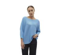 VERO MODA Women's Vmnora 3/4 Boatneck Blouse Noos Knitted Jumper, Bonnie Blue/Detail: w. Melange, M