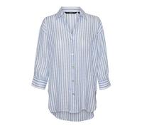 VERO MODA Women's Long Sleeve Blouse, Bonnie Blue/Stripes: Snow White, M