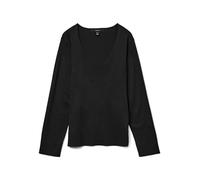 VERO MODA Women's Loose Fit V-Neck Knit Sweater Long Sleeve Ribbed Cuffs