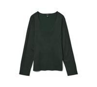 VERO MODA Women's Loose Fit V-Neck Knit Sweater Long Sleeve Ribbed Cuffs