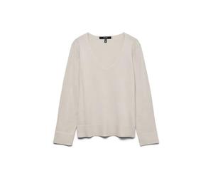 VERO MODA Women's Loose Fit V-Neck Knit Sweater Long Sleeve Ribbed Cuffs