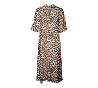 VERO MODA Women's Vmeasy Joy 2/4 FRL Calf Dress WVN Ga midi, Tan/AOP: Leo, M