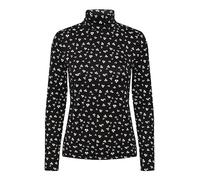 PIECES Women's Pcnala Ls High Neck Top Bc Long Sleeve Shirt, Black/AOP: Flower, S