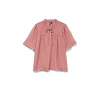VERO MODA Womens Polka Dot Ruffle Detail Drawstring Neck Blouse, Nostalgia Rose, M
