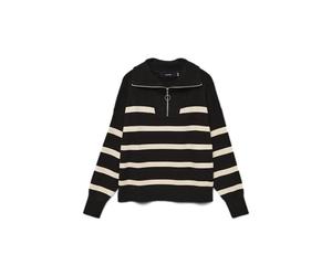 VERO MODA Women's Saba Jumper, Black/Stripes: Birch, XS