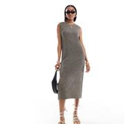 Vero Moda Womens sheer knitted midi dress in brown metallic - Size X-Small